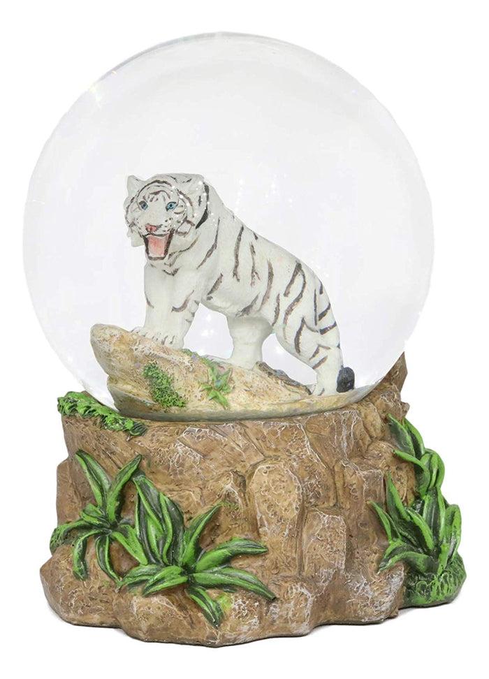 Ebros Gift Ebros Forest Jungle Predator White Alaskan Siberian White Tiger Glitter Snow Globe