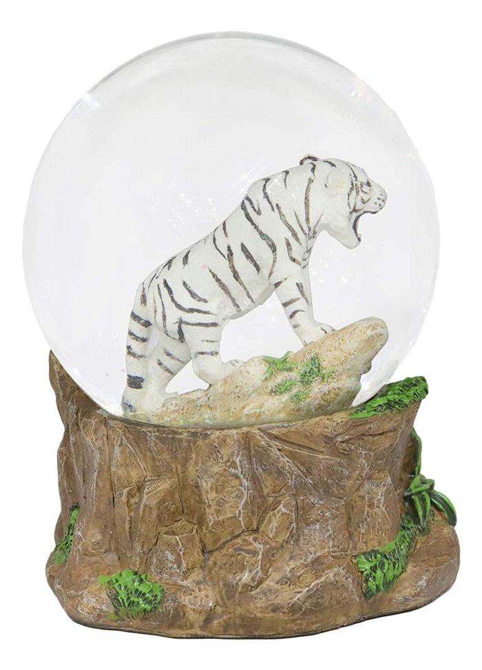 Ebros Gift Ebros Forest Jungle Predator White Alaskan Siberian White Tiger Glitter Snow Globe