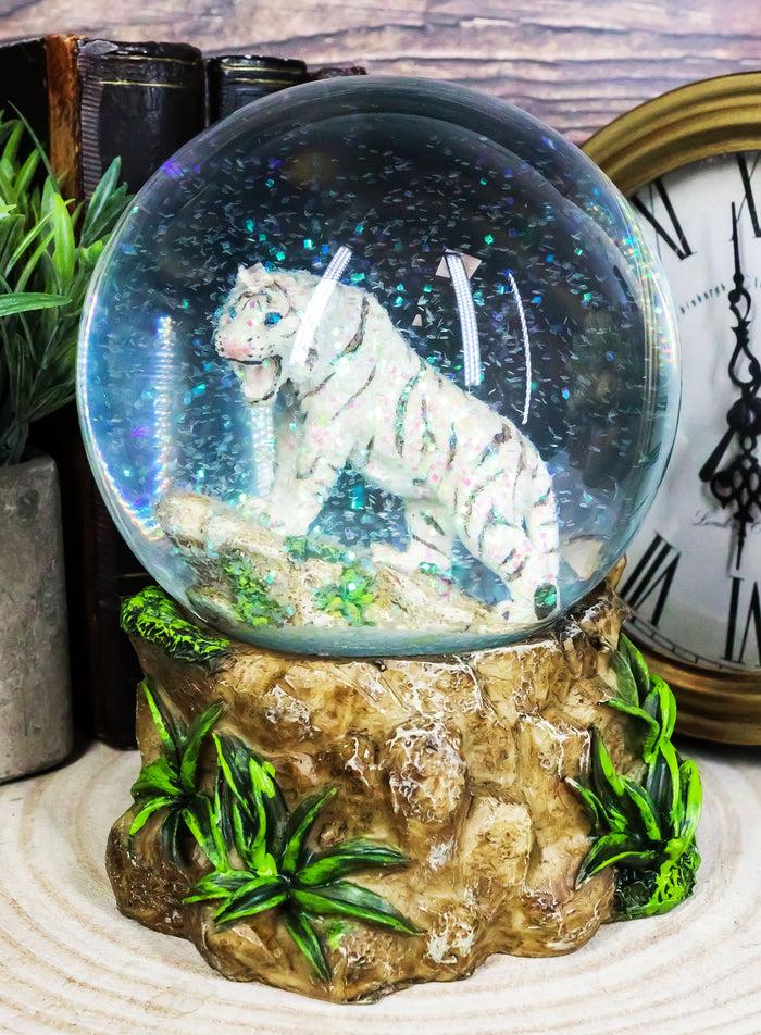ebros gift Ebros Forest Jungle Predator White Alaskan Siberian White Tiger Glitter Snow Globe
