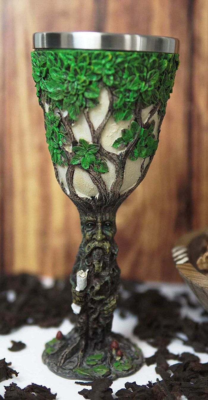 ebros gift Ebros Forest Spirit Greenman Deity Tree Of Life Wine Goblet Chalice Cup 6oz