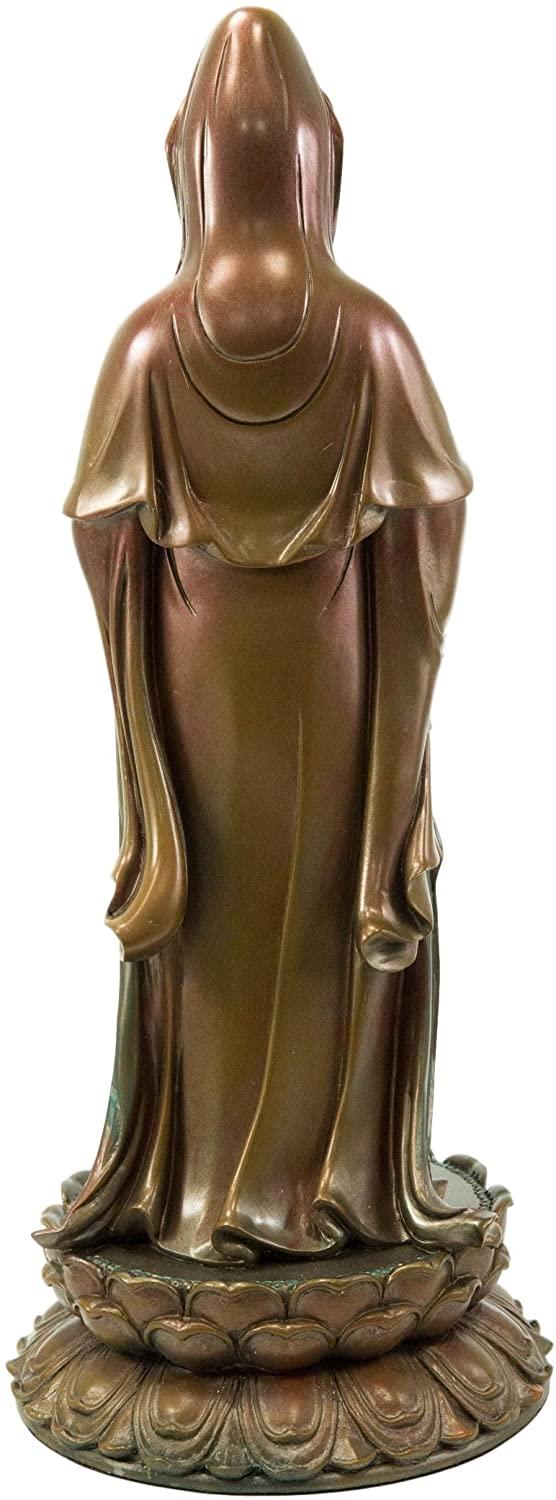 Ebros Gift Ebros Foshan Nanhai Kuan Yin Standing On Lotus Bodhisattva Goddess Statue 15" H