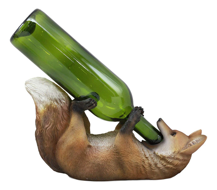 Ebros Gift Ebros Fox Wine Bottle Holder Fox And Grapes Kitchen Countertop Caddy Storage