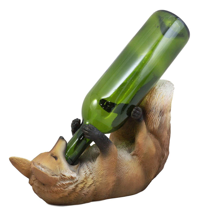 ebros gift Ebros Fox Wine Bottle Holder Fox and Grapes Kitchen Countertop Caddy Storage