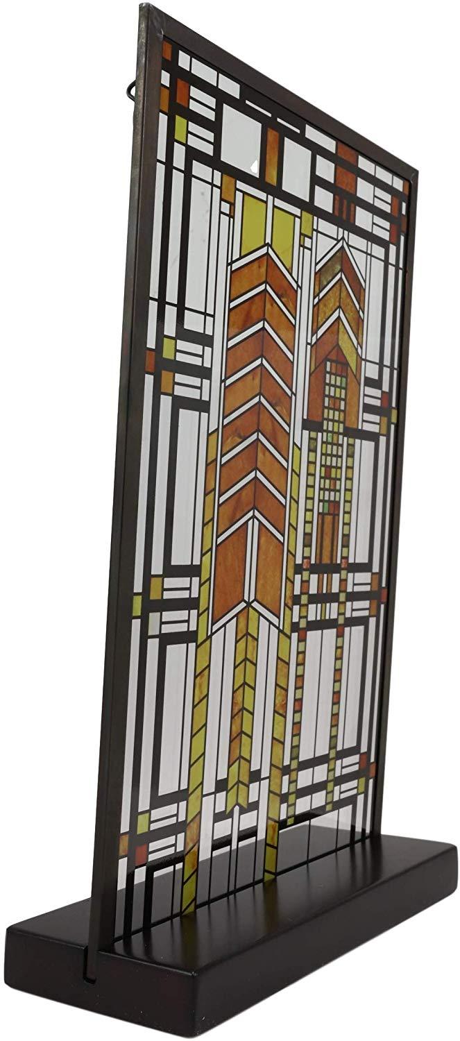Ebros Gift Ebros Frank Lloyd Wright Autumn Sumac Stained Glass 10" By 6.5" Desktop Plaque