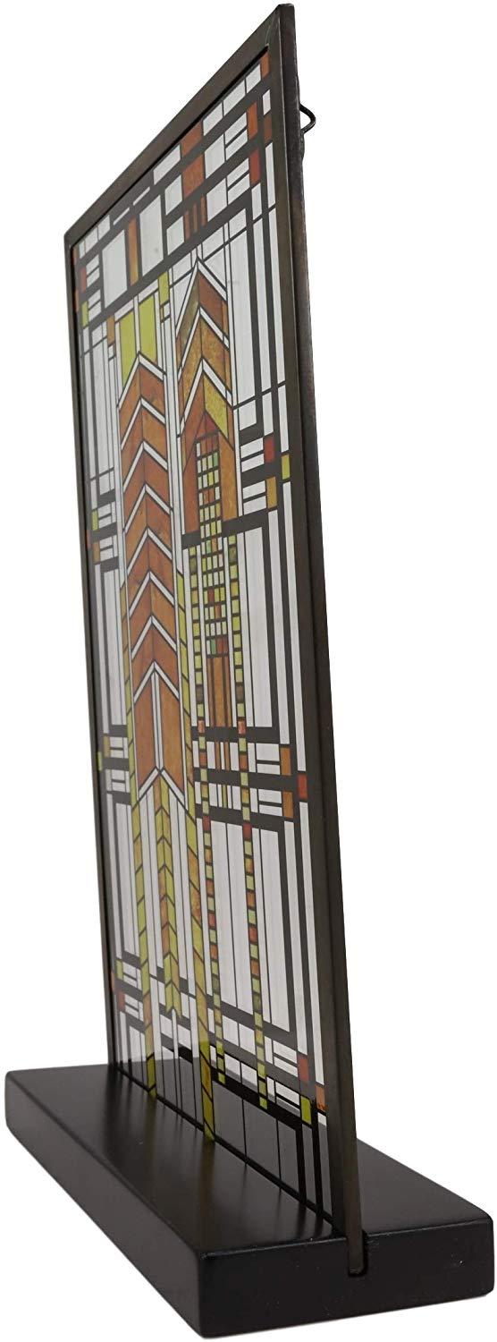 Ebros Gift Ebros Frank Lloyd Wright Autumn Sumac Stained Glass 10" By 6.5" Desktop Plaque