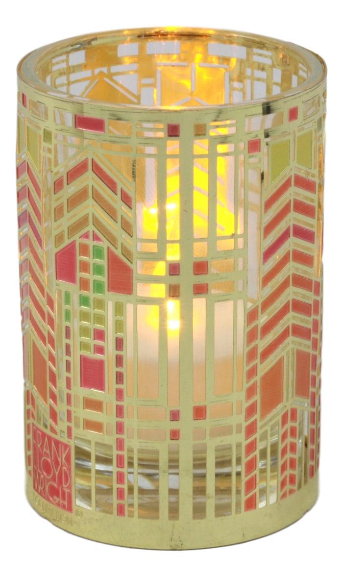 Ebros Gift Ebros Frank Lloyd Wright FLW Architecture Reproduction Autumn Sumac Votive Candle Holder Figurine Tea Light Decor 3.25" H