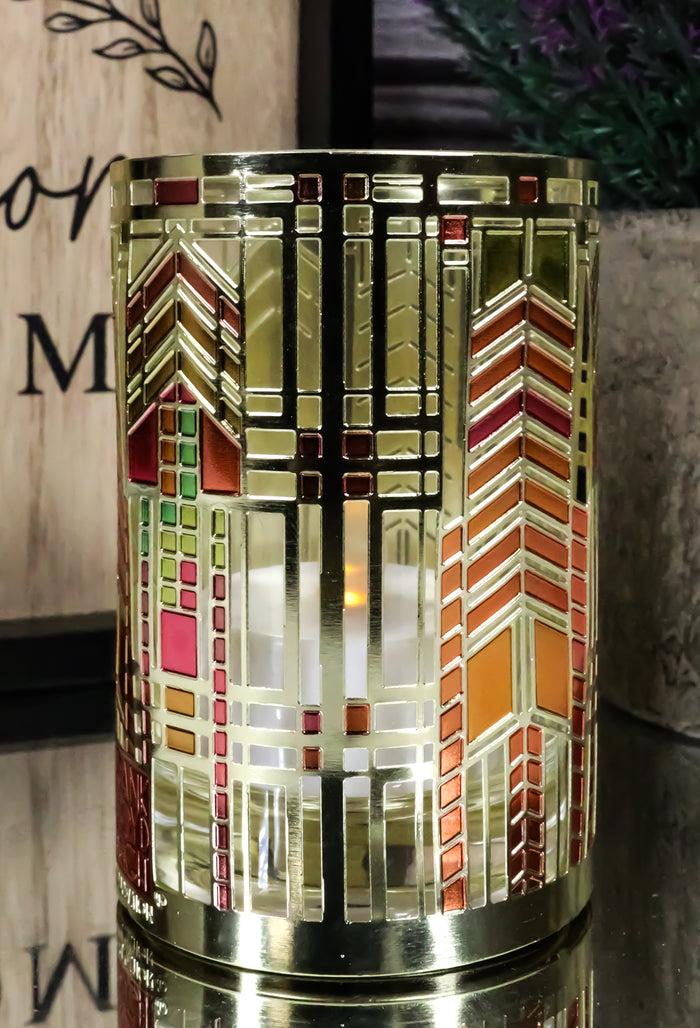 ebros gift Ebros Frank Lloyd Wright FLW Architecture Reproduction Autumn Sumac Votive Candle Holder Figurine Tea Light Decor 3.25" H