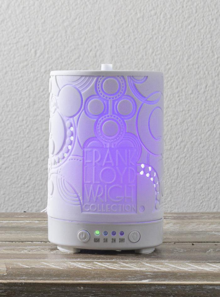 Ebros Gift Ebros Frank Lloyd Wright Imperial Hotel Oya Carving Porcelain Oil Diffuser LED Light