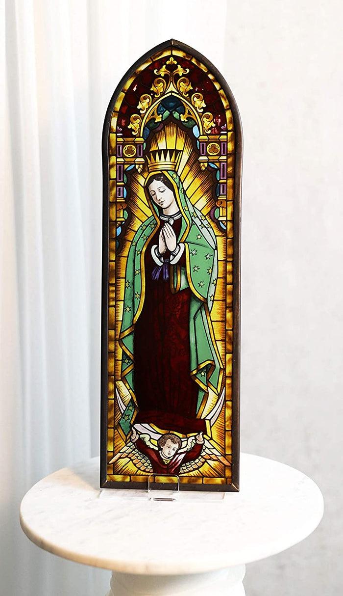 ebros gift Ebros Frank Lloyd Wright Lady of Guadalupe Virgin Mary Stained Glass Wall Decor