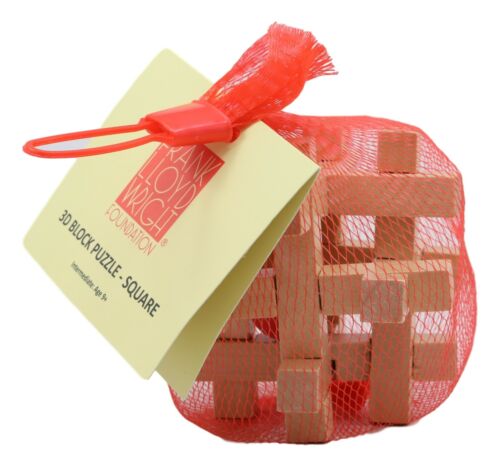 Ebros Gift Ebros Frank Lloyd Wright Mini Square Interlocking Textile Blocks 3D Wooden Puzzle 3"H