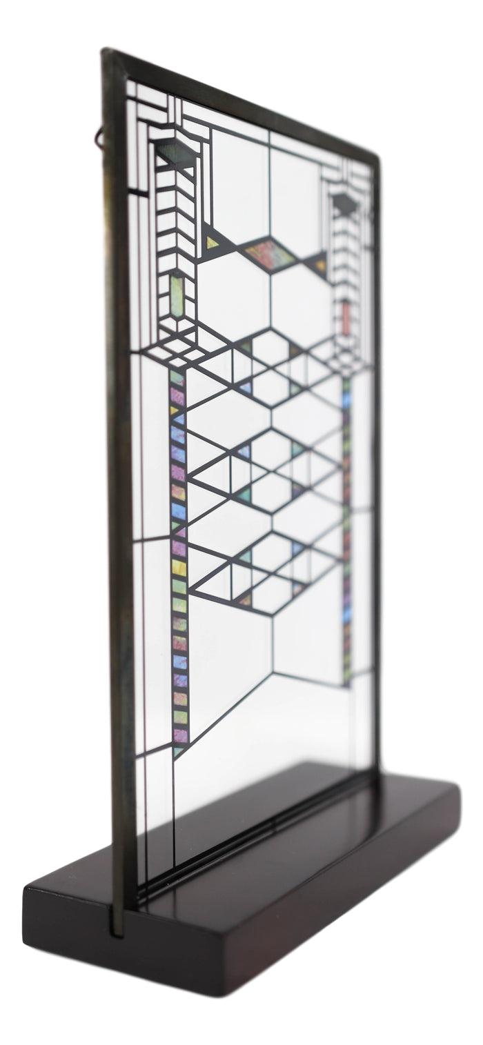Ebros Gift Ebros Frank Lloyd Wright Robie House Modern Stained Glass Metal Framed Hanging Wall Decor