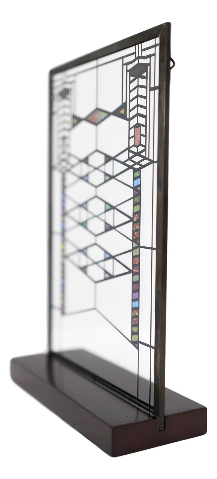 Ebros Gift Ebros Frank Lloyd Wright Robie House Modern Stained Glass Metal Framed Hanging Wall Decor