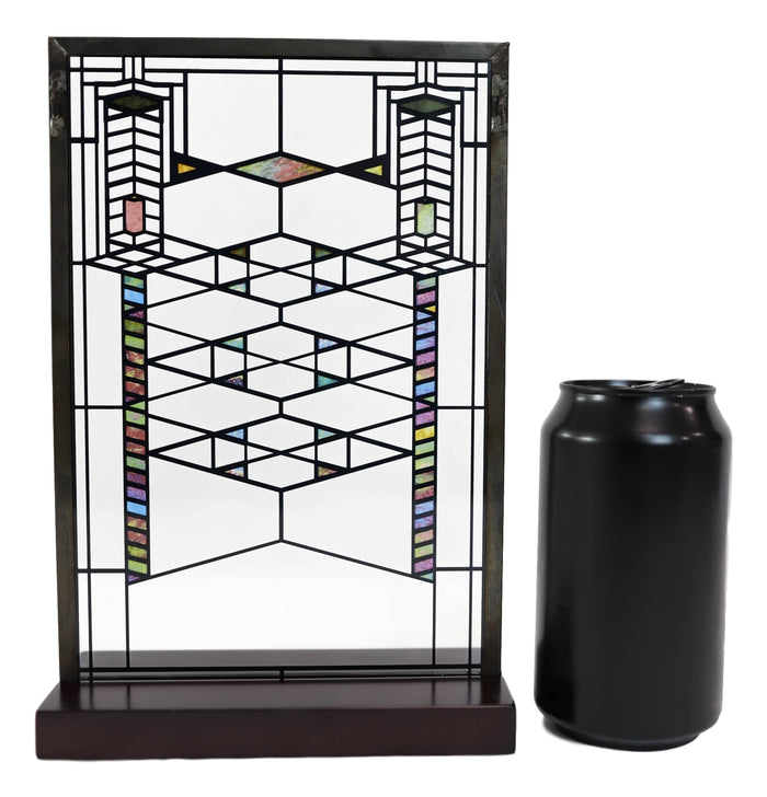 Ebros Gift Ebros Frank Lloyd Wright Robie House Modern Stained Glass Metal Framed Hanging Wall Decor