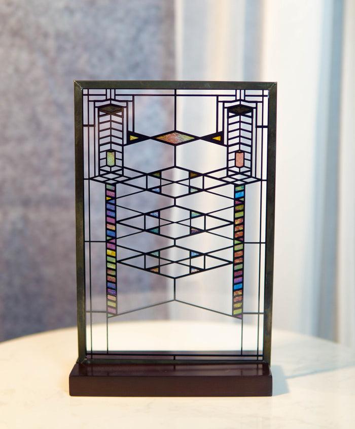ebros gift Ebros Frank Lloyd Wright Robie House Modern Stained Glass Metal Framed Hanging Wall Decor