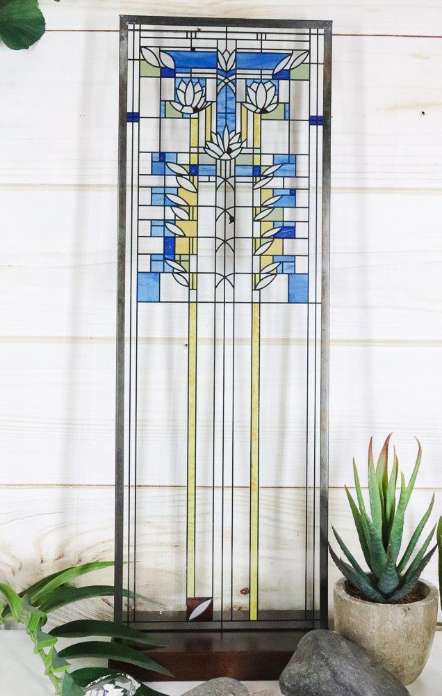 ebros gift Ebros Frank Lloyd Wright Waterlilies Stained Glass Art Wall Decor Plaque 15"H