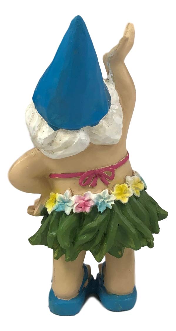 Ebros Gift Ebros Free Spirited Hippie Hawaii Themed Vacation Fairy Garden Mrs Hula Bikini Gnome Figurine 6" Tall DIY Mrs Lady Gnomes Collection Statue Home Decor
