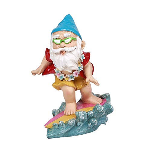Ebros Gift Ebros Free Spirited Hippie Hawaii Themed Vacation Fairy Garden Ocean Surfer Gnome Figurine DIY Mr Gnomes Collection Statue Home Decor