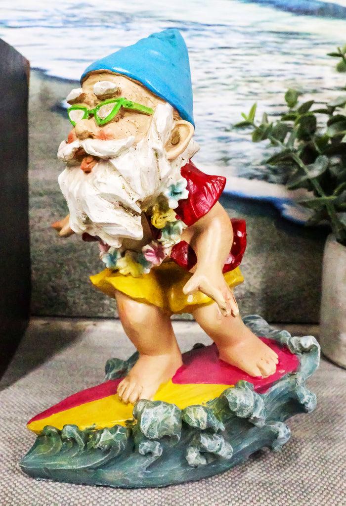 ebros gift Ebros Free Spirited Hippie Hawaii Themed Vacation Fairy Garden Ocean Surfer Gnome Figurine DIY Mr Gnomes Collection Statue Home Decor
