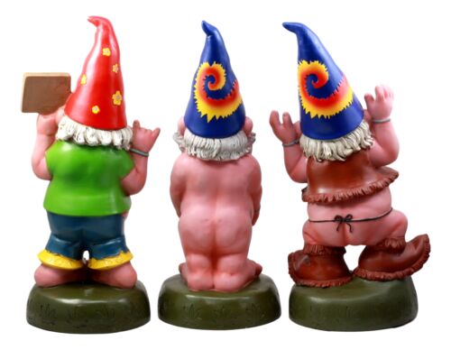 Ebros Gift Ebros Free Spirited Pot Smoking Hippie Gnome Statue Set 13.5" H Carefree Gnomes