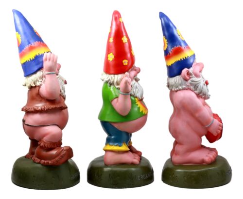 Ebros Gift Ebros Free Spirited Pot Smoking Hippie Gnome Statue Set 13.5" H Carefree Gnomes