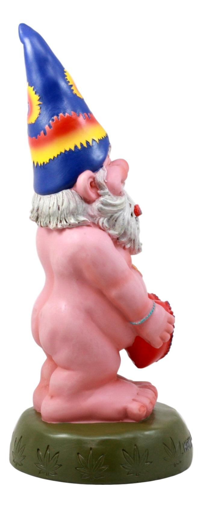 Ebros Gift Ebros Free Spirited Smoking Naked Hippie Gnome Statue 13.5"H
