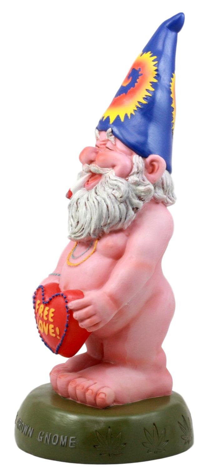 Ebros Gift Ebros Free Spirited Smoking Naked Hippie Gnome Statue 13.5"H
