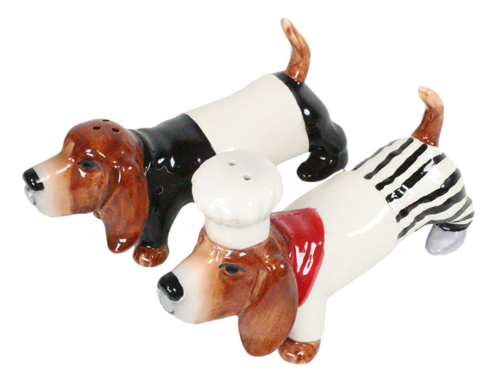 Ebros Gift Ebros French Basset Hound Chef And Butler Dogs Ceramic Salt And Pepper Shakers Set
