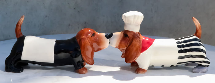 ebros gift Ebros French Basset Hound Chef And Butler Dogs Ceramic Salt And Pepper Shakers Set