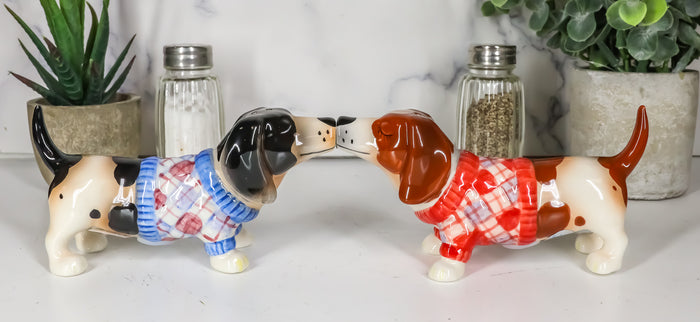 ebros gift Ebros French Basset Hounds Magnetic Ceramic Salt Pepper Shakers Collectible Set