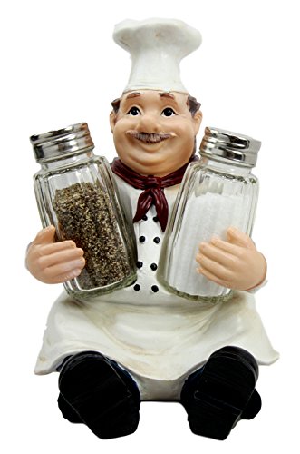 Ebros Gift Ebros French Bistro Chef Jean Seasons And Spice Salt Pepper Shaker Holder Set