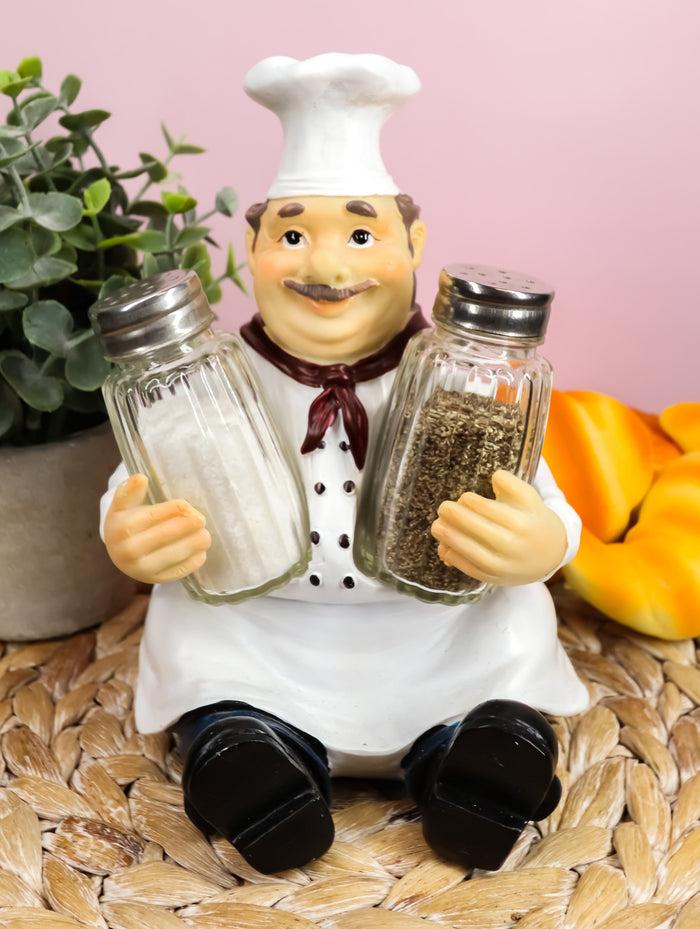 ebros gift Ebros French Bistro Chef Jean Seasons and Spice Salt Pepper Shaker Holder Set