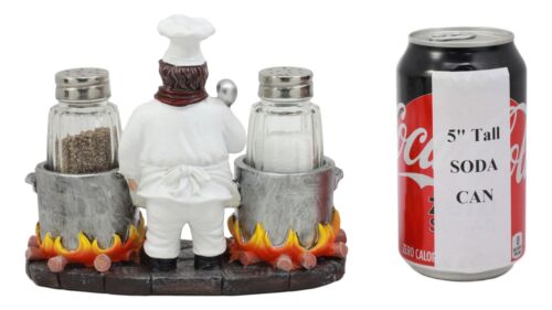 Ebros Gift Ebros French Chef With Flaming Double Cauldron Pots Salt & Pepper Shakers Holder