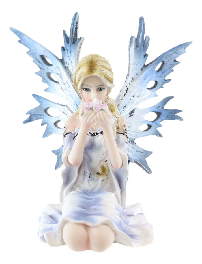 Ebros Gift Ebros Frozen Blonde Frost Flake Wings Fairy Holding Spring Flowers Figurine