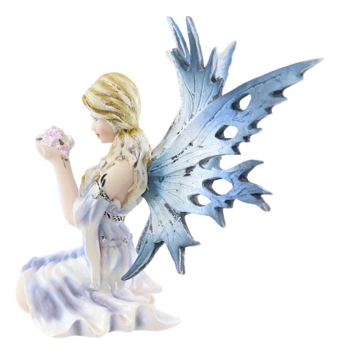 Ebros Gift Ebros Frozen Blonde Frost Flake Wings Fairy Holding Spring Flowers Figurine