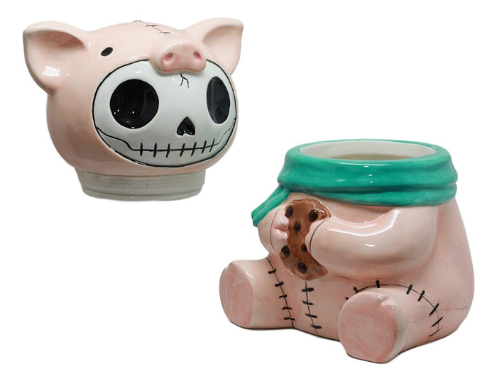 Ebros Gift Ebros Furry Bones Bacon Ceramic Cookie Jar Cute Porky Pig Furrybones Skeleton Container Figurine Collectible Kitchen Hosting Dining Accessory