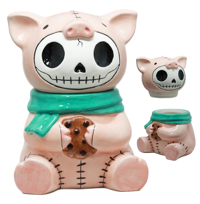 ebros gift Ebros Furry Bones Bacon Ceramic Cookie Jar Cute Porky Pig Furrybones Skeleton Container Figurine Collectible Kitchen Hosting Dining Accessory