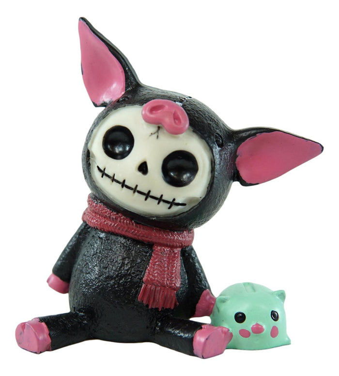 Ebros Gift Ebros Furry Bones Black Porky Pig Bacon Skeleton With Sidekick Piggy Figurine