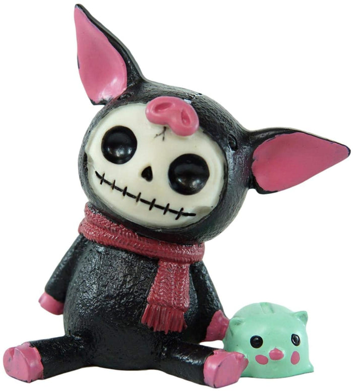 Ebros Gift Ebros Furry Bones Black Porky Pig Bacon Skeleton With Sidekick Piggy Figurine