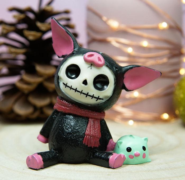 ebros gift Ebros Furry Bones Black Porky Pig Bacon Skeleton With Sidekick Piggy Figurine