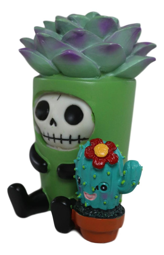 Ebros Gift Ebros Furry Bones Echy The Succulent Plant Pot With Cactus Skeleton Figurine