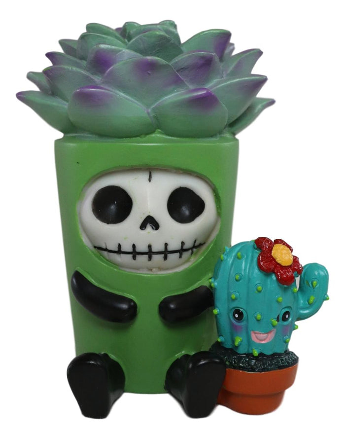 Ebros Gift Ebros Furry Bones Echy The Succulent Plant Pot With Cactus Skeleton Figurine