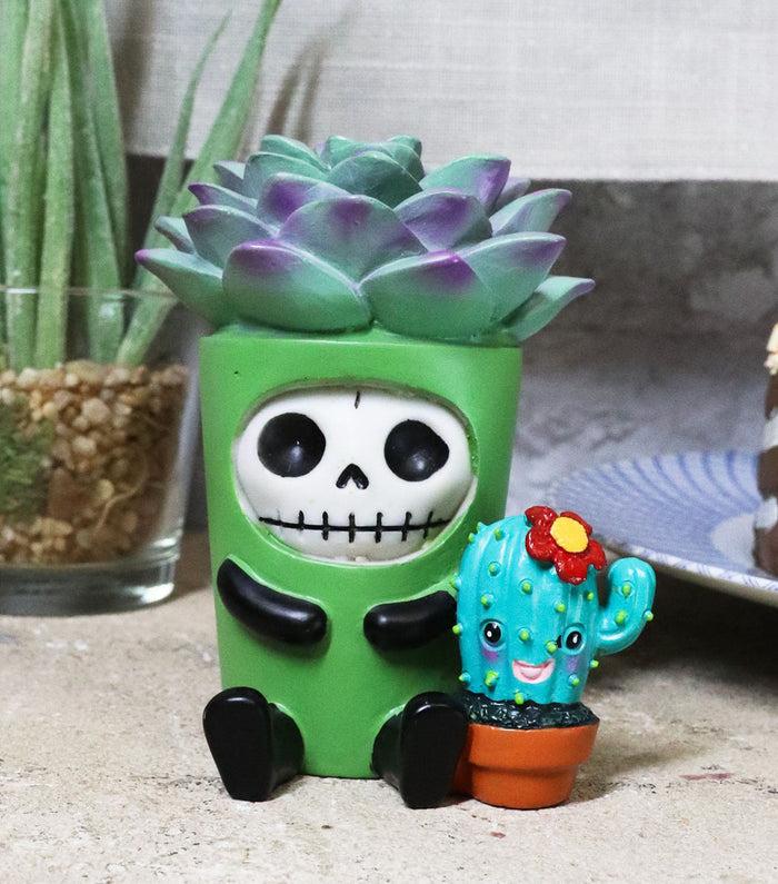 ebros gift Ebros Furry Bones Echy The Succulent Plant Pot With Cactus Skeleton Figurine