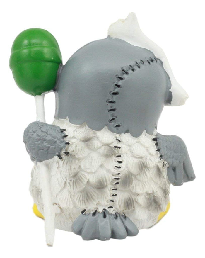 Ebros Gift Ebros Furry Bones Hootie The Snow Owl Skeleton Figurine 3" H Furrybones Wise Owl With Green Lollipop Costume Hooded Skull Monster Collectible Sculpture Decorative Toy