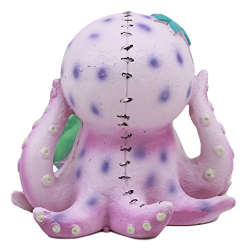 Ebros Gift Ebros Furry Bones Octopee The Purple Octopus Skeleton Figurine 2.5" H Furrybones Kraken Squid Octopus With Green Blowfish Costume Hooded Skull Monster Collectible Sculpture Decorative Toy
