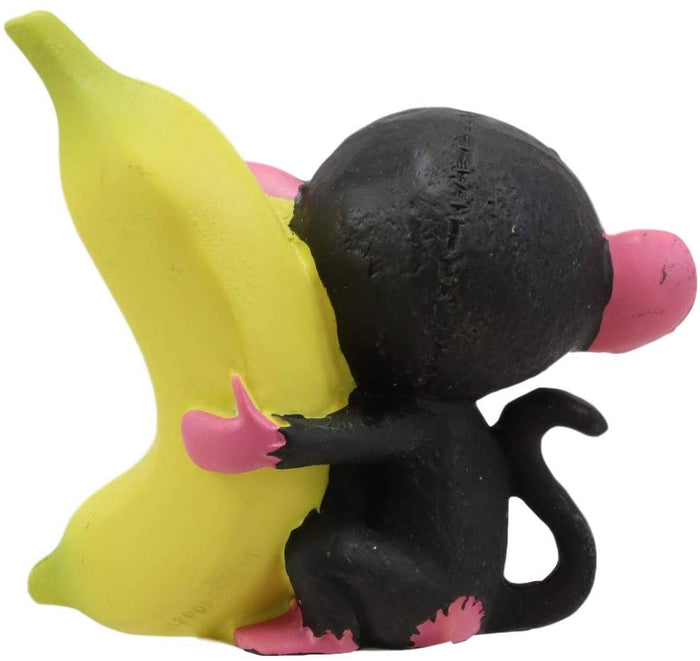Ebros Gift Ebros Furry Bones Pink Baby Monkey With Giant Yellow Banana Figurine 3" Tall