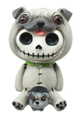 Ebros Gift Ebros Furry Bones Pugsley Grey Pug Costume Skeleton Monster Sitting Up Figurine