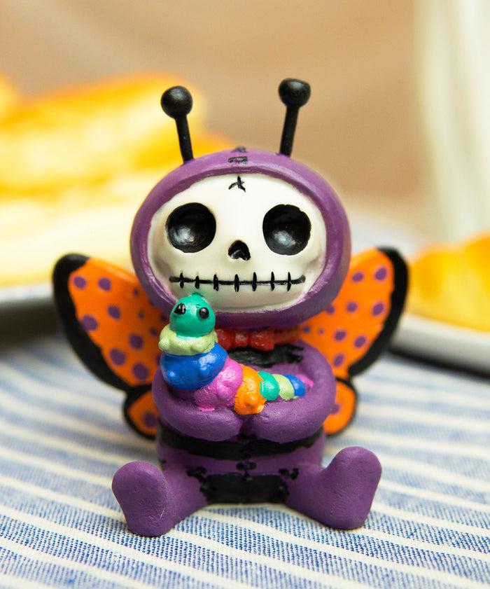 ebros gift Ebros Furry Bones Purple Butterfly And Caterpillar Figurine 3"H Furrybones Flutters