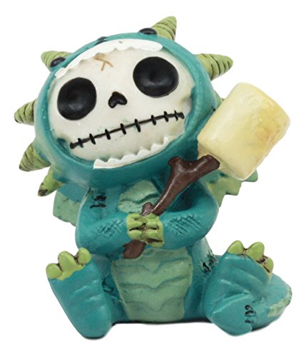 Ebros Gift Ebros Furry Bones Scorchie The Dragon Fury Skeleton Cooking Marshmallow Figurine 2.25" H Furrybones Land Of The Dragons Hooded Skull Monster Collectible Sculpture Decorative Toy
