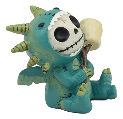 Ebros Gift Ebros Furry Bones Scorchie The Dragon Fury Skeleton Cooking Marshmallow Figurine 2.25" H Furrybones Land Of The Dragons Hooded Skull Monster Collectible Sculpture Decorative Toy