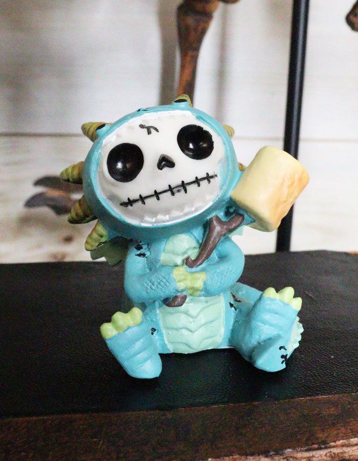 ebros gift Ebros Furry Bones Scorchie The Dragon Fury Skeleton Cooking Marshmallow Figurine 2.25" H Furrybones Land Of The Dragons Hooded Skull Monster Collectible Sculpture Decorative Toy